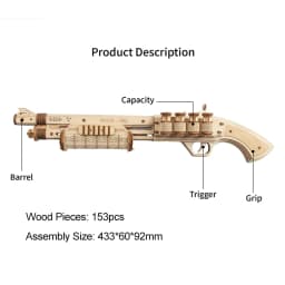 Robotime Rokr DIY 3D Scatter With Rubber Band Bullet Wooden Gun Puzzle Assembly Model Game Popular Educational Toys For Children
