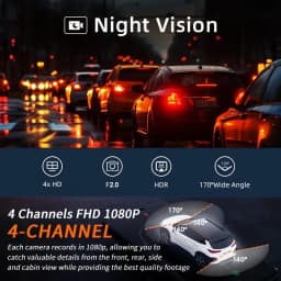360° Car DVR Dash Cam 4 Lens Front Rear Left Right Inside IPS Screen Rotatable Lens Night Vision 24H Parking G-Sensor Black Box