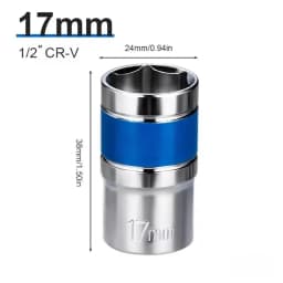 1/2Inch Blue Drive Short Hex Sockets for Nut Removal 8-32mm Socket Spanner, CR-V Steel Socket Set For 1/2 Socket Set
