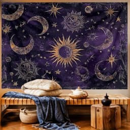 VIKAMA Cosmic Starry Sky Tapestry Gilded Star and Moon Celestial Mural Living Room & Bedroom Sofa Backdrop Wall Room Decor