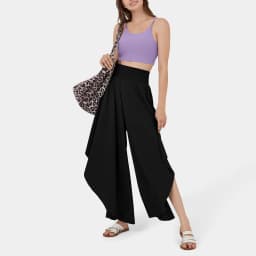 Women's Flowy Large Size Palazzo Pants Irregular Hem High Waist Casual Cropped Pants Summer Lightweight Elastic Beach Pants