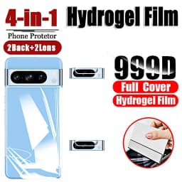 Hydrogel Film for Google Pixel 8 Pro 7 7A 6 Pro Front Screen Protector Full Curved Tempered Soft Glass Back Camera Lens 6in1