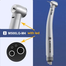 Dental High Speed Hand Piece LED Self-Luminous Air Turbine Handpiece 2 Holes 4 Holes Dentist Chair Parts Small Head M500LG