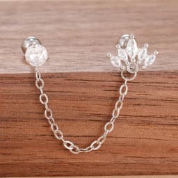 Stainless Steel Gold Color Chain Dangle Drop Earrings for Women Zirconia Pendant Clip Earring Vacation Party Jewelry Accessories