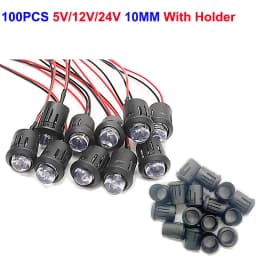 20-1000pcs 3mm 5mm 10mm LED Pre-wired water clear 3V 5V 12V Red Green Blue white RGB UV light-emitting diode with Plastic Holder