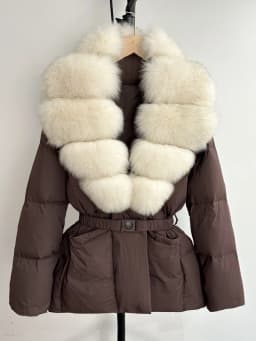 2025 Newest Winter Real Natural Huge Fox Fur Puffer Jacket Women Thicken Warm Belted 90% White Duck Down Coat Waterproof Parka