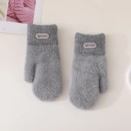 Imitation Mink Velvet Women Winter Keep Warm Double Layer Thickened Knitted Gloves Cute Lovely Sweety Soft Mittens
