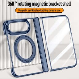 Luxury Transparent 360 Rotate for Magsafe Bracket Case for iPhone Ultra Fold Cover HighDefinition privacy Screen Protector Case