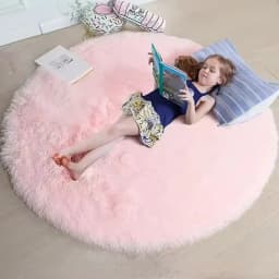 VIKAMA Tie-dye Plush Round Carpet Mat Fluffy Round Rugs For Girls Bedroom Soft Shaggy White Carpet Home Decor Kids' Room Mat