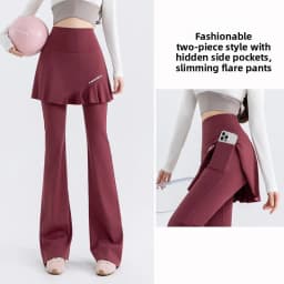 plus Size Micro Flared Yoga Pants Women's New Style Fatter High Waist Slimming Fitness Trousers Butt Covering Skirt Sports Pants