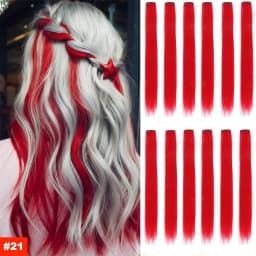 Colored Highlight 22 Inch Synthetic Hair Extensions Rainbow Long Straight Hairpieces for Women Kids Girls Purple Pink Blue