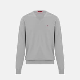 CH Men's V-Neck Sweater Slim Fit Long Sleeve Knit Pullover with Small Embroidery Business Casual Top