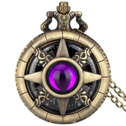 Hollow Sun Rhinestone Decorated Chic Bronze Quartz Pocket Watch Men Women Black Starry Roman Numerals Fob Chain Pendant Clock