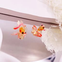 Unique Asymmetrical Goldfish Earring Cute Resin Koi Earrings Creative Bubble And Koi Goldfish Design Earrings Custom Jewelry