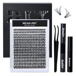 320PCS DIY Mix Clusters Kit 30D/40D Individual False Eyeashes Wispy Fluffy with Applicator Tools Self-Grafting At Home
