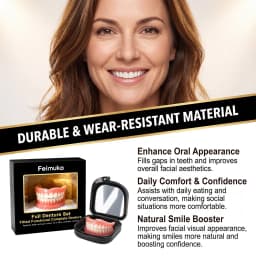 Premium Custom Upper & Lower Full Mouth Silicone Dentures, Lifelike Natural Teeth All-Day Comfort Boost Confidence & Oral Care