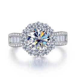 JoyceJelly 2ct Royal Blue Moissanite Ring for Cham Lady Round 8H8A Cut VVS1 Moissanite Diamond Dating Wedding Party Jewerly Gift