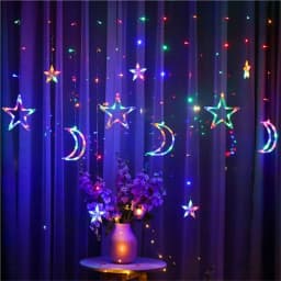 3.5M Christmas LED Star Moon Curtain String Light 220V EU Plug 8 Modes Fairy lights Garland for Home Party Wedding Holiday Decor