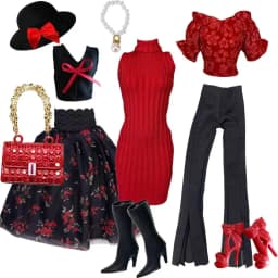 1/6 Doll Clothes Parts Red Classic 9 Style Clothes+Dress+Trousers+Shoes+Bag Set For Babi Xianxian Supermodel Doll Dress Up