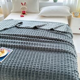 New Simple 3D Plaid Blanket Autumn Winter Soft Warm Multi-functional Sofa Blankets Cozy Durable Artificial Rabbit Plush Blanket