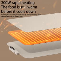 TINSOL Food Warmer Pad Foldable Silicone Heating Pad Portable Meal Cart Insulation Pad 8-Level Temperature Adjustment