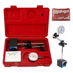 PORIYA 0-10mm Dial Indicator Gauge With Magnetic Base 60KG Pull 22 Indicator Point Set
