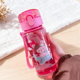 400ml Cartoon Pattern Plastic Cup Water Bottle Portable Cute Straw Cup Leak-proof Drinking