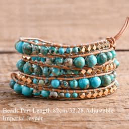 Unique Mix Strands Leather Bracelet Multicolor Natural Stone Woven Wrap Bracelets Bohemian Bracelet Drops Hipping