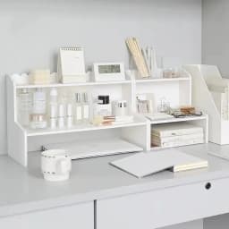 Double Layer Desktop Heightening Storage Rack Office Stationery Book Cosmetic Organizer Shelf Home Decorations Accessories