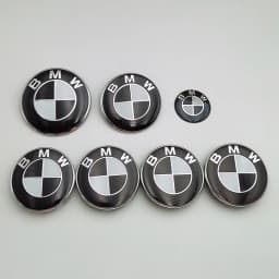 7pcs BMW Emblem Set 82mm 74mm 45mm 56mm 68mm Car Front Hood Logo Rear Trunk Badge Wheel Center Hub Caps Steering Wheel Sticker