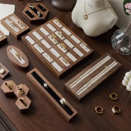 Walnut Ring Display Plate Jewelry Display Stand Black Beige Ring Holder Jewelry Bottom Storage Organizer Photography Props