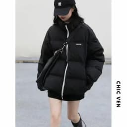 CHIC VEN Women Down Coats Streetwear Solid 90 White Duck Down Stand Collar Female Down Jacket Warm Ladies Overcoat Winter 2024