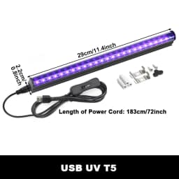 2Pcs/lot 5W USB UV LED Black Light T8 Blacklight Bar 395nm 400nm Fluorescent Party Disco T8 Tube UV Strip Lights Ultravilet Lamp