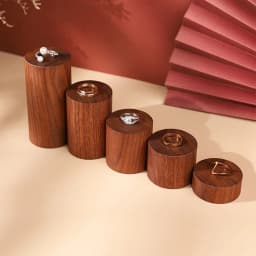 Wooden Round Block Cone Jewelry Display Stand Rings Gemstone Jewellery Holder Case Bracelet Storage Earring Shelf