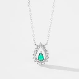 Ailmay 925 Sterling Silver Luxury Water Drop with Green Zircon Pendant Necklace Earrings for Women Jewelry Sets Party Gift