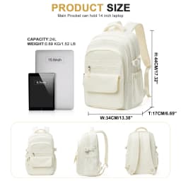 Elegant White Japanese-Style Backpack for School Girls Boys Travel Backpack Laptop Backpack Casual Daypack, Bags for Travel