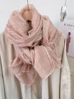 Spring Autumn New Style Long Lace Splicing Versatile Women's Scarf Fashionable Neck Protection Shawl Artistic Cotton Linen Th...