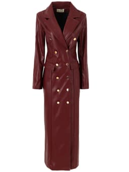Lautaro Spring Autumn Extra Long Black Faux Leather Trench Coat for Women Double Breasted Luxury Elegant British Fashion 2022