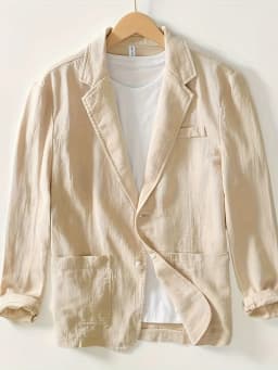 man's Coat 2026 New Casual Suit single-layer Jacket Solid Color Cotton Linen Solid Color Button Pocket Long Sleeve Clothing