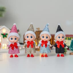 4/5/6 Pcs Mini Baby Elf Christmas Doll Mini Miniature Plaid Accessories Green and Red Suitable for Xmas New Year Decor Gift