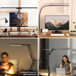 LED Desk Lamp with Clamp Eye-Caring Dimmable Table Lamp for Office Reading Lighting Bar Monitor Lamps Double Head Desk Lights