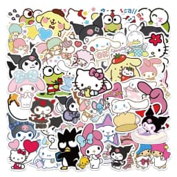 Sanrio 50PCS Series Kuromi Stickers Cute Multi-purpose Stickers Waterproof Decorative Refrigerator Computer Stickers