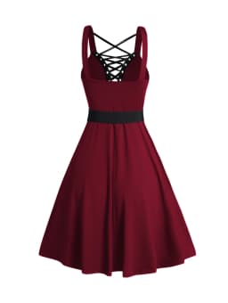 2025 Womens Gothic Dresses Sets Solid Color Open Front Crop Jacket and Lace Up Buckle Strap Crisscross Dress Outfit