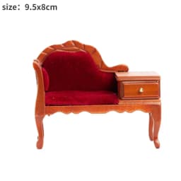 Doll house sofa furniture model simulation double leather sofa Miniature Furniture Armchair Sofa Footstool Doll Decor Toy