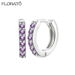 925 Silver Needle Crystal 9mm Small Hoop Earrings for Women Minimal Huggie Earrings Colorful Zircon Piercing Earrings Jewelry