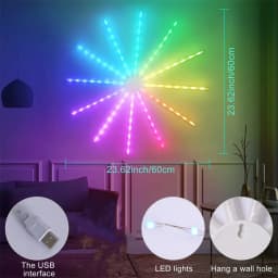 New 96LEDs Hanging Firework Lamps USB Fan Shape String Lights RGB Remote Christmas Garland Fairy Lights for Wedding Party Decor