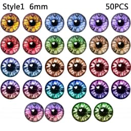 50PCS/Set 6/8/10mm Doll Eyeballs Dolls Eyes DIY Crafts Eyeballs for Dinosaur Animal Cat Eyes Gem Children Toys Dolls Accessories
