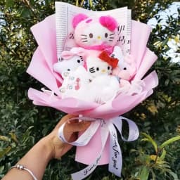 Genuine Hellokitty Kuromi Cinnamoroll Plush Dolls With Artificial Flowers Bouquets Christmas Valentine Graduation Birthday Gifts