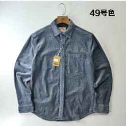 Autumn Winter New American Retro Long-Sleeve Lapel Corduroy Shirt Men's Fashion 100% Cotton Washed Single Pocket Casual Blouses