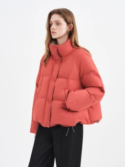 FSLE Double-sided Reversible Standing Collar Down Coat Women Crafted with Premium 90% White Duck Down Winter 2025 New Arrival